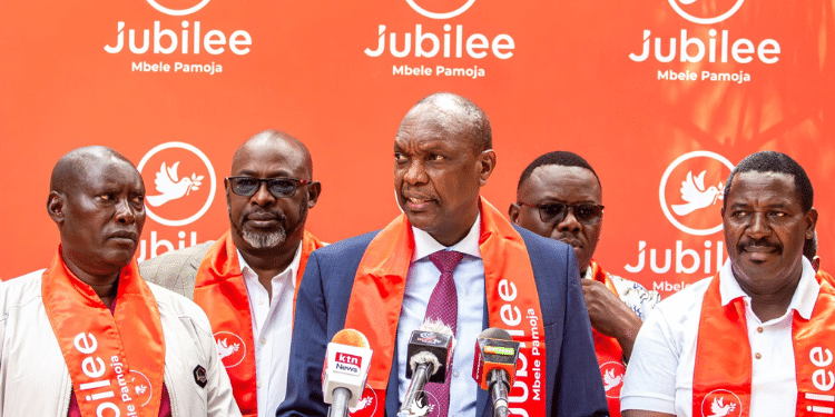 Jubilee Secretary General Jeremiah Kioni Addressing A Past Press Conference. Photo/Kioni