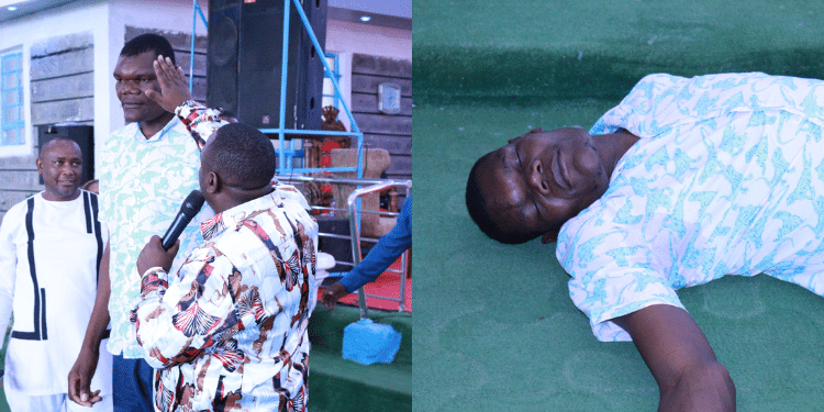 Pastor Kanyari Speaks On Paying Bungoma Goliath To Fake Miracle Photo Collage Of Pastor Kanyari And Bungoma Goliath During A Church Service. Photo/Pastor Kanyari Fb
