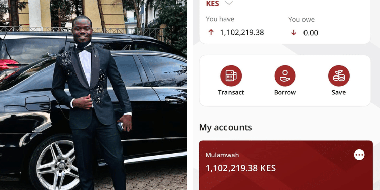 Comedian Mulamwah Alongside A Screen Grab Of His Savings Account. Photo/ Mulamwah Ig