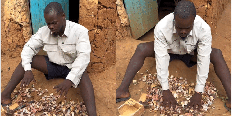 Comedian Mulamwah Counting His Savings Back In 2023. Photo/Mulamwah Tiktok