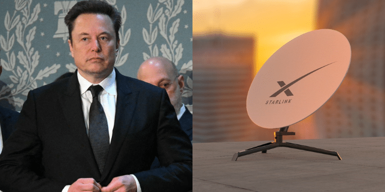 Photo Collage Of Starlink Ceo Elon Musk Alongside A Satellite Internet Dish. Photo/Elon X ,Compipower.destarkink