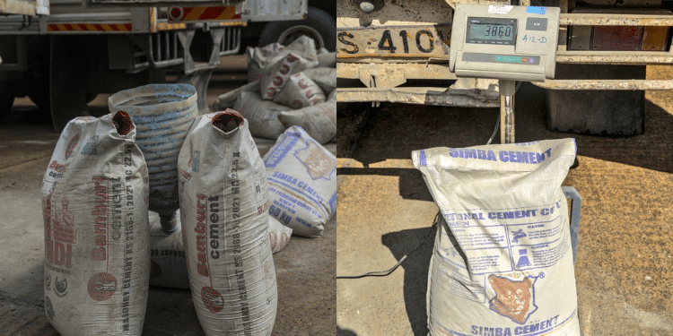Counterfeit Cement Bags Discovered By Dci. Photo/Dci Fake Cement