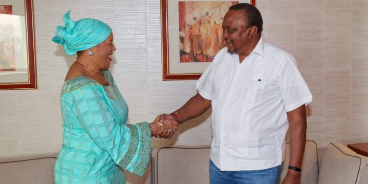 Truth Behind Uhuru Kenyatta Having Freemason Tattoo And Logo Held Bilateral Talks With The Commonwealth Secretary-General, Patricia Scotland. Photo/ Office Of The 4Th President