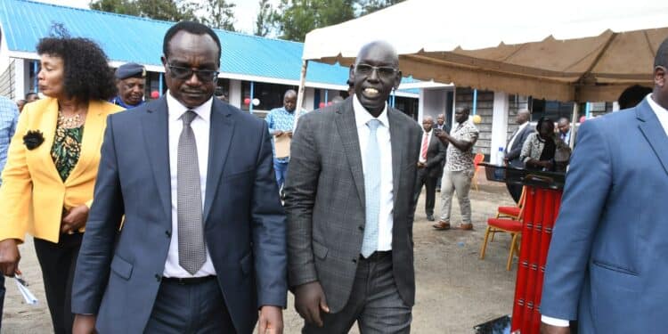 Kcse, Education Cs Julius Ogamba And Ps Belio Kipsang At Moi Primary School In Nakuru County On November 22, 2024.Photo/Moe. Kpsea