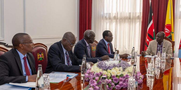 Education Cs Julius Ogamba, Knec Ceo David Njengere And Chairman Julius Nyabundi Briefing President William Ruto On The 2024 Kcse At State House, Nairobi. Photo/Pcs.