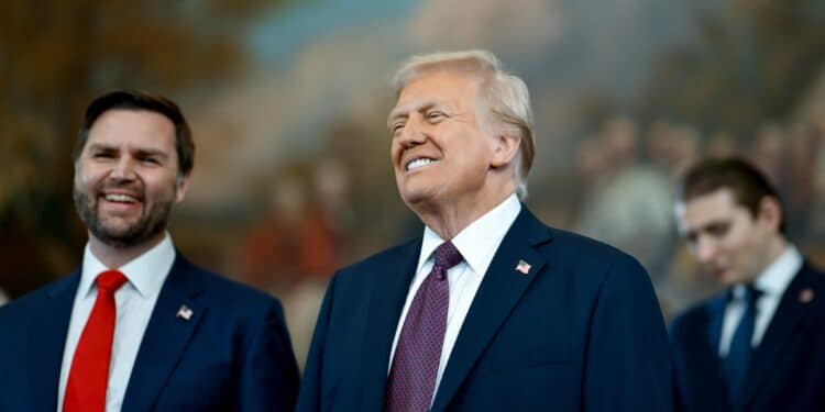 U.s President Donald J. Trump With Vice President Jd Vance During The Swearing-In Ceremony On January 20, 2025. Photo/The White House.