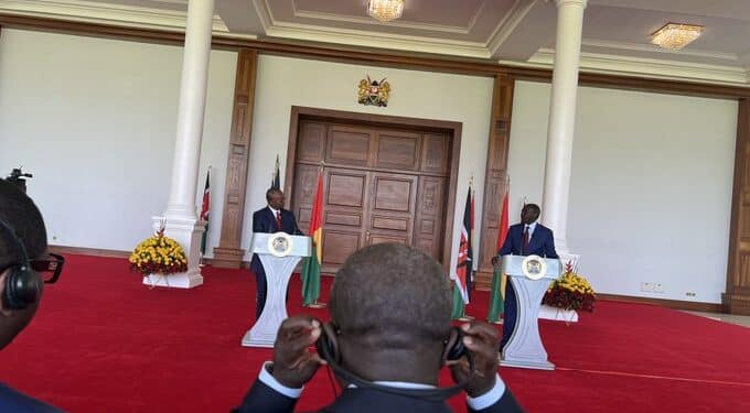 President William Ruto And Guinea Bissa President Umaro Sissoco Embalo. Photo/ Seth Olale