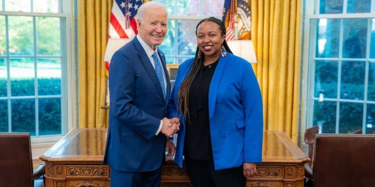 Kenyan Born Photographer Polly Irungu With President Joe Biden In The White House.