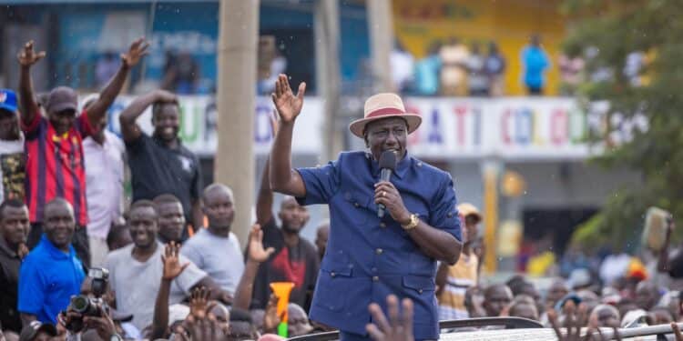 President William Ruto Addressing Residents And Traders In Kakamega. Photo/Pcs