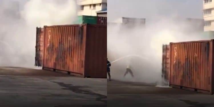 Fire Fighter Trying To Stop Mysterious Smoke