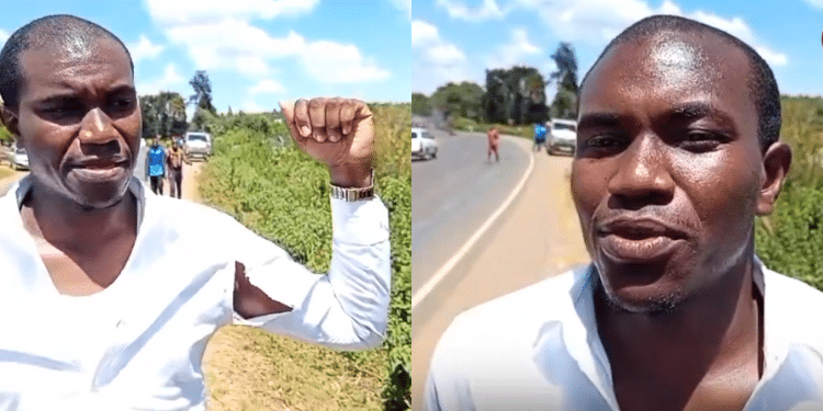 Standard Group Reporter Daniel Chege Showing His Left Arm That Was Gsu Officers Hit With