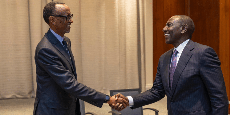 President William Ruto With President Paul Kagame Of Rwanda On The Sidelines Of The World Governments Summit This Evening In Dubai On February 12, 2024. Photo/Presidency Rwanda.