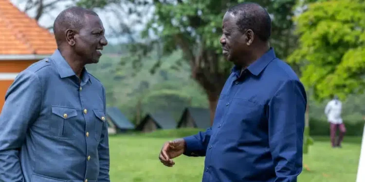 Court Rules On Azimio-Kenya Kwanza Majority Battle President William Ruto And Azimio Leader Raila Odinga. Photo/Pcs High Court