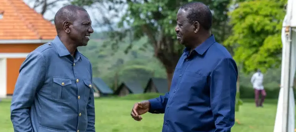 President William Ruto And Azimio Leader Raila Odinga. Photo/Pcs