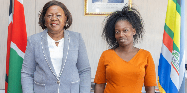 Milka Moraa With Lands Cabinet Secretary Alice Wahome.photo/Alice X