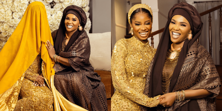 Priscilla Ojo With Her Mother Iyabo Ojo At The Wedding. Photo/Iyabo Ig