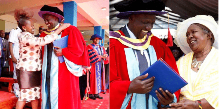 President William Ruto, Alongside His Wife And Mother, During His Graduation With A Phd In 2018. Photo: Uon
