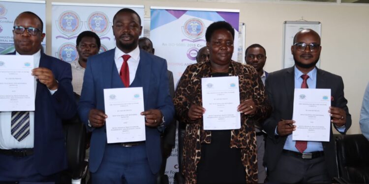 Doctors Secure Permanent Jobs, Enhanced Packages After Strike Kmpdu Secretary General Dr. Davji Bhimji Atellah Addresses A Press Conference Flanked By Mtrh Officials At The Facility On February 11, 2024. Photo/ Atellah