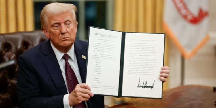 President Donald Trump After Signing Executive Orders At The Oval Office. Photo/White House.