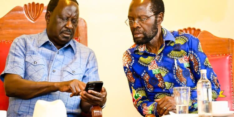Former Prime Minister Raila Odinga With Kisumu Governor Anyang’ Nyong’o. Photo/Kisumu County Press. 