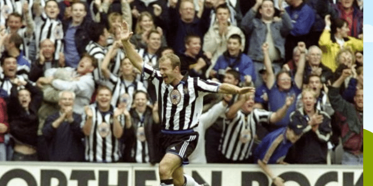 Alan Shearer Scoring After Scoring One Of The Five Goals Against Sheffield Wednesday. Photo/Premier League X.