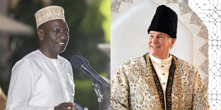 A Photo Collage Of President William Ruto And The Late Prince Karim Al-Hussaini, Aga Khan Iv. Photo/Aga Khan Iv Fb.