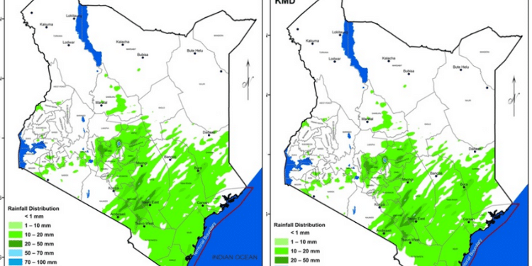Weather, Kenya Met Rainfall Forecast For The Period Between 21St And 27Th January 2025. Photo/ Kmd