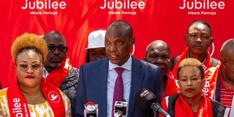Jubilee Secretary General Jeremiah Kioni Addressing The Media On February 20, 2025. Photo/Kioni X. Ruto