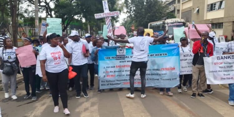 Tuk Lecturers Marching In The Streets Of Nairobi On February 13, 2025.