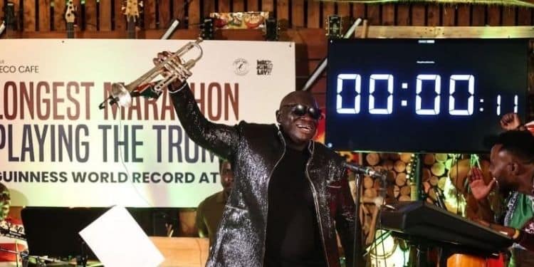 Kenyan Trumpeter Mackinlay Mutsembi Breaks Guiness World Record Kenyan Trumpeter Mackinlay Mutsembi Breaking The Guinness World Record For The Longest Marathon Playing The Trumpet.