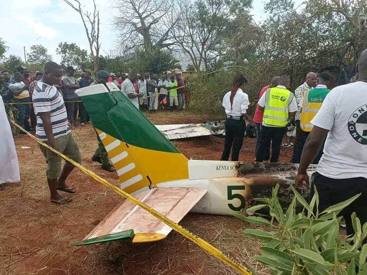 Image Of The Light Aircraft Crash. Photo/ Ugc