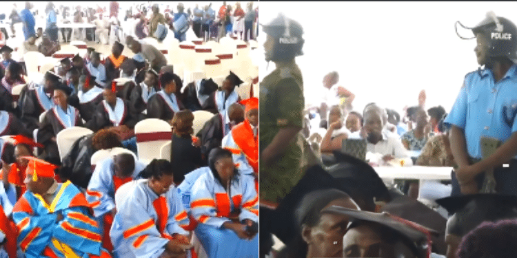 Screen Grabs Of Northwestern Christian University Graduates And Police Raiding The Graduation Ceremony.