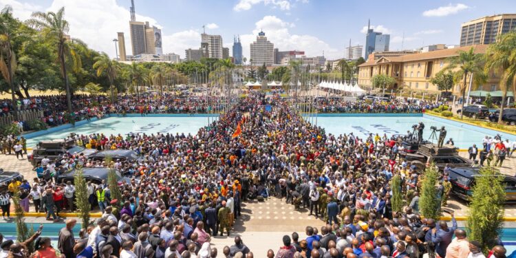 Kenyans Gather At Kicc Grounds For The Signing Of A Deal Between President William Ruto And Odm Leader Raila Odinga On March 8, 2025. Photo/Pcs.
