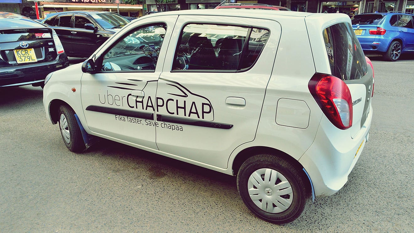 An Uber Chap Chap Taxi Parked Along Kimathi Street, Nairobi Waiting For A Ride Request. Photo/ Francis Nderitu