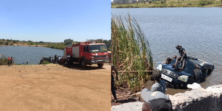 Jkuat, Emergency Response Team And Police Officers Retrieving The Vehicle Which Killed Two People At Titani Dam In January 2023. Photo/Ugc.