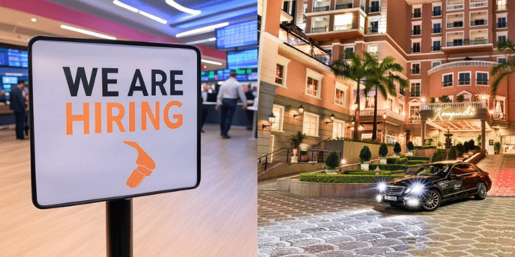 A Collage Of We Are Hiring And Kempinski Hotel Photo/Kempinski Hotel/Grok