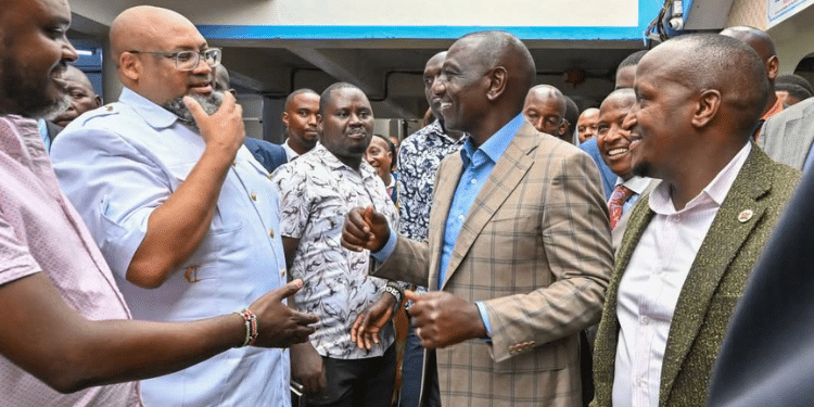 President William Ruto Shares Light Moments With Cosmo Choy On March 2022 At Jesus Winners Ministry. Photo/Choy X.