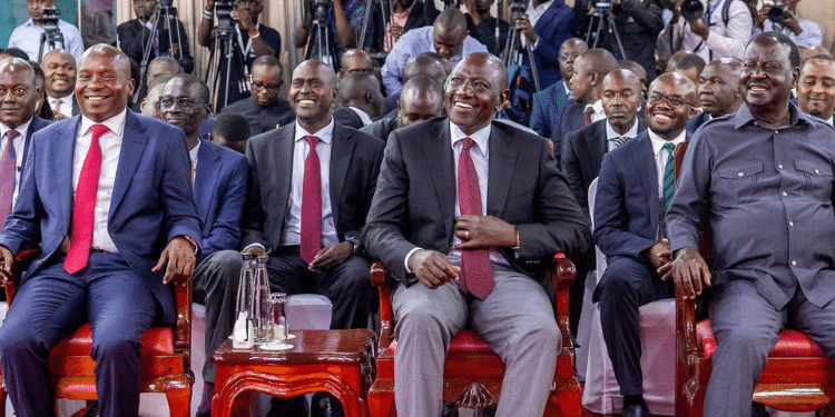 Raila Odinga, Kithure Kindiki, William Ruto At Kicc During Mou Signing Photo/ Oburu Odinga