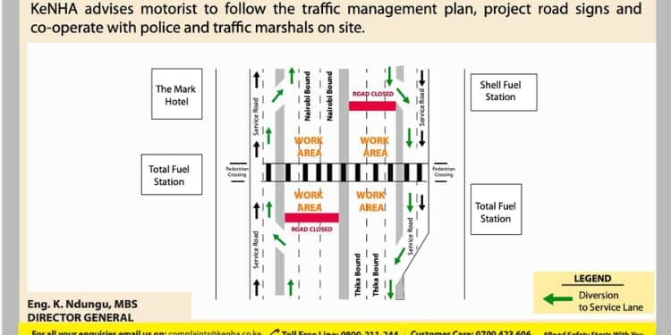 Alternative Routes Issued By Kenha As Thika Road Is Closed