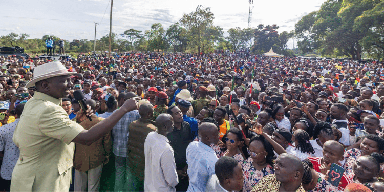 President William Ruto Speaking In Kagio, Kirinyaga County On April 2, 2025. Photo/Pcs.