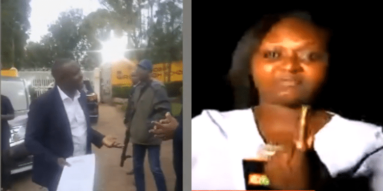 A Photo Collage Of Former Kakamega Senator Cleophas Malala At Kirobon High School In Rongai Sub-County And Citizen Tv Journalists Maryanne Nyambura Holding A Live Bullet. Photo/ Citizen Tv Screengrab.
