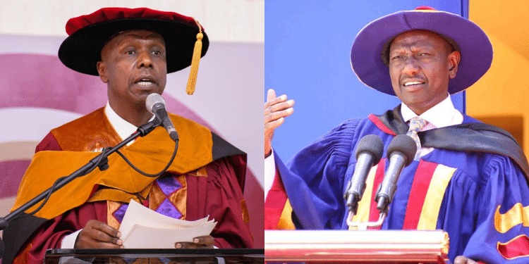 A Photo Collage Of President William Ruto And Kanu Chairman Gideon Moi. Photo/Moi X &Amp; Pcs.
