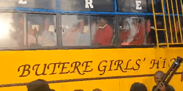 Butere Girls Bus Arriving At The Venue. Photo/Screengrab