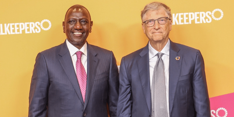 President William Ruto With Bill Gates During The Bill And Melinda Gates Foundation'S Goalkeepers 2023 In New York. Photo/Pcs.