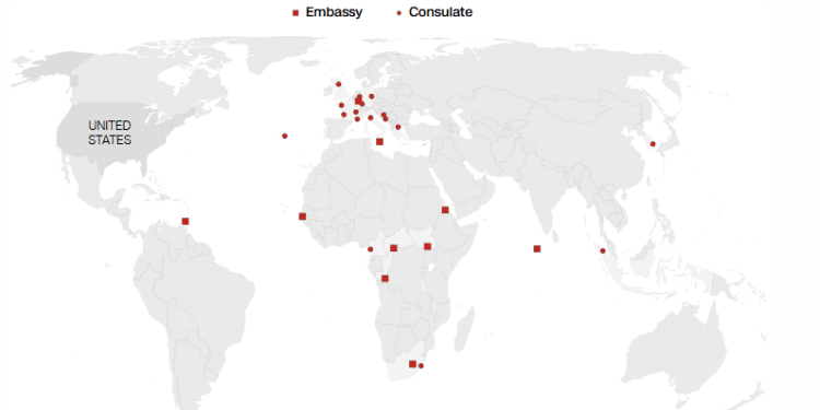 Trump To Close 30 U.s Embassies Across The World Map Showing Trump Administration'S Proposed Closure Of 10 Embassies And 17 Consulates Across Europe, Africa, And Beyond. Photo/Cnn.