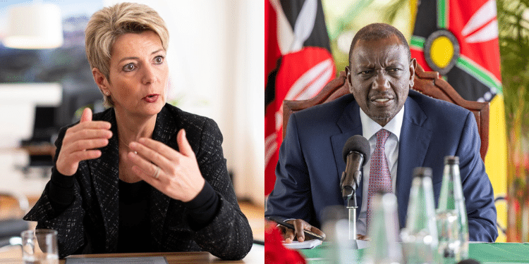 A Photo Collage Of President William Ruto And The President Of The Swiss (Switzerland) Confederation, Karin Keller-Sutter. Photo/Pcs&Amp; Keller-Sutter X.