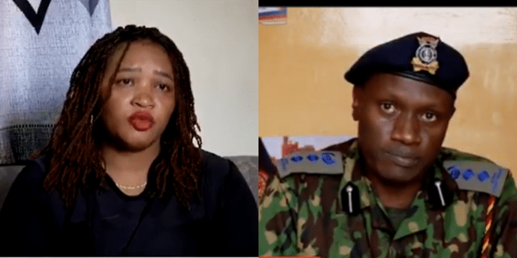 A Photo Collage Of Liankey Nyambura And Kasarani Police Commander Emmanuel Rono. Photo/ Citizen Screengrab.