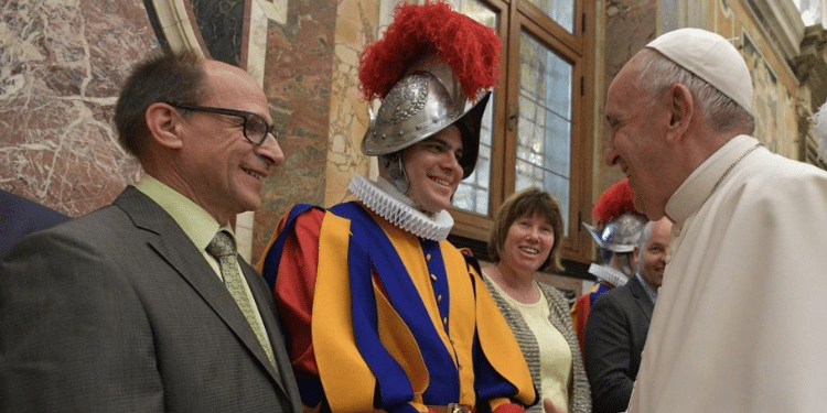 The Late Pope Francis With The Pontifical Swiss Guard. Photo/ Vatican News.