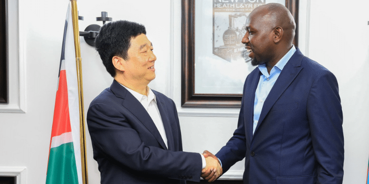 Interior Cs Kipchumba Murkomen With Liu Guozhou, The Vice Governor Of Guangdong Province And Director General Of Public Security At Harambee House On April 27, 2025. Photo/Murkomen X. Chinese