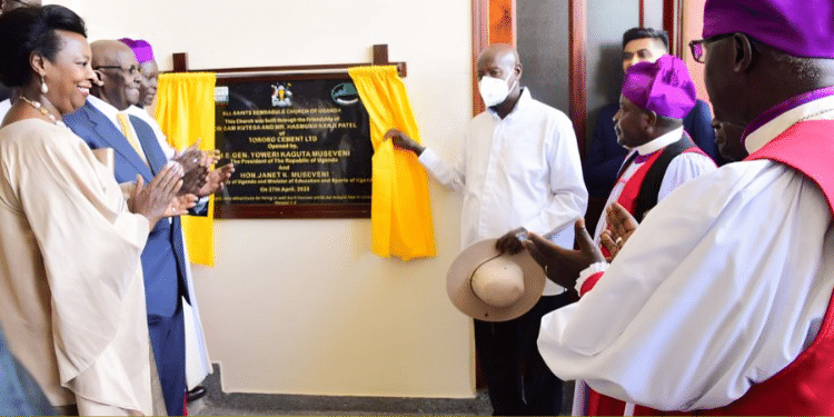Ugandan Politician Builds A Multi-Million Church After Cancer Treatment In Germany Ugandan President Yoweri Museveni Officiating The Opening Of All Saints Church Built By Sam Kutesa /Chimps Report